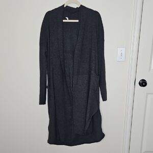 Anthropologie Daily Practice Long Cardigan Dark Gray Duster Sweater Size Medium